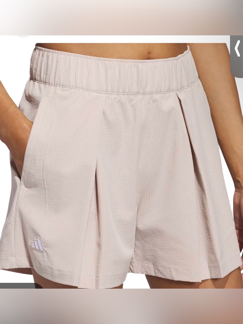 Adidas Women's Light Pink Athletic Pleated Shorts